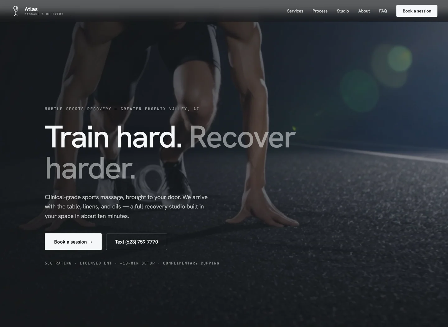Atlas Massage and Recovery website designed by Open Gate AI