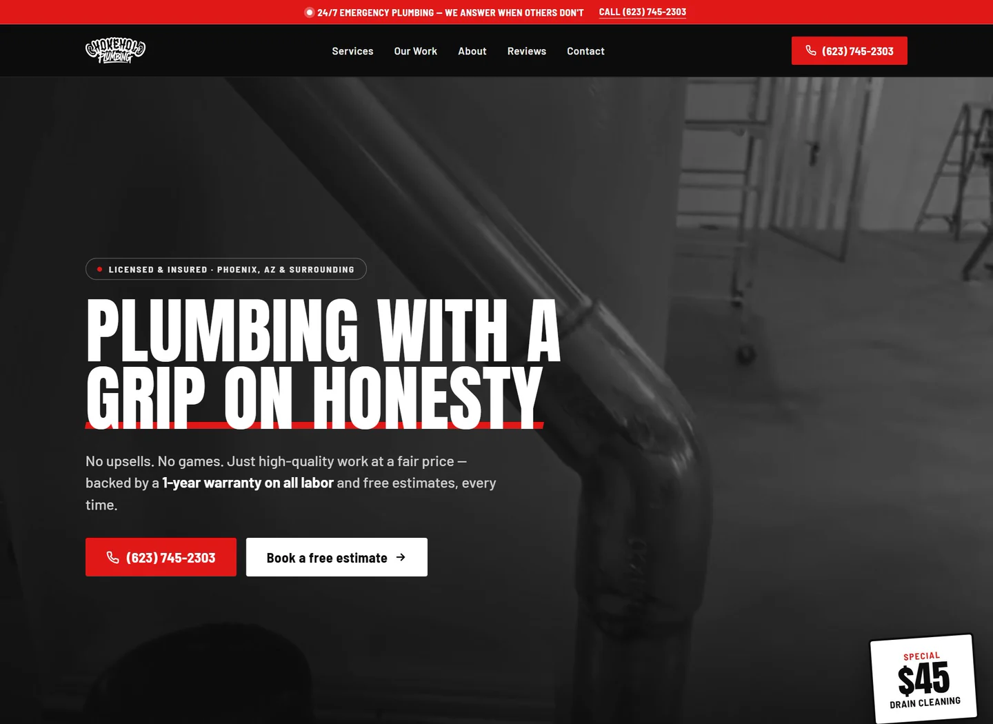 Chokehold Plumbing website designed by Open Gate AI